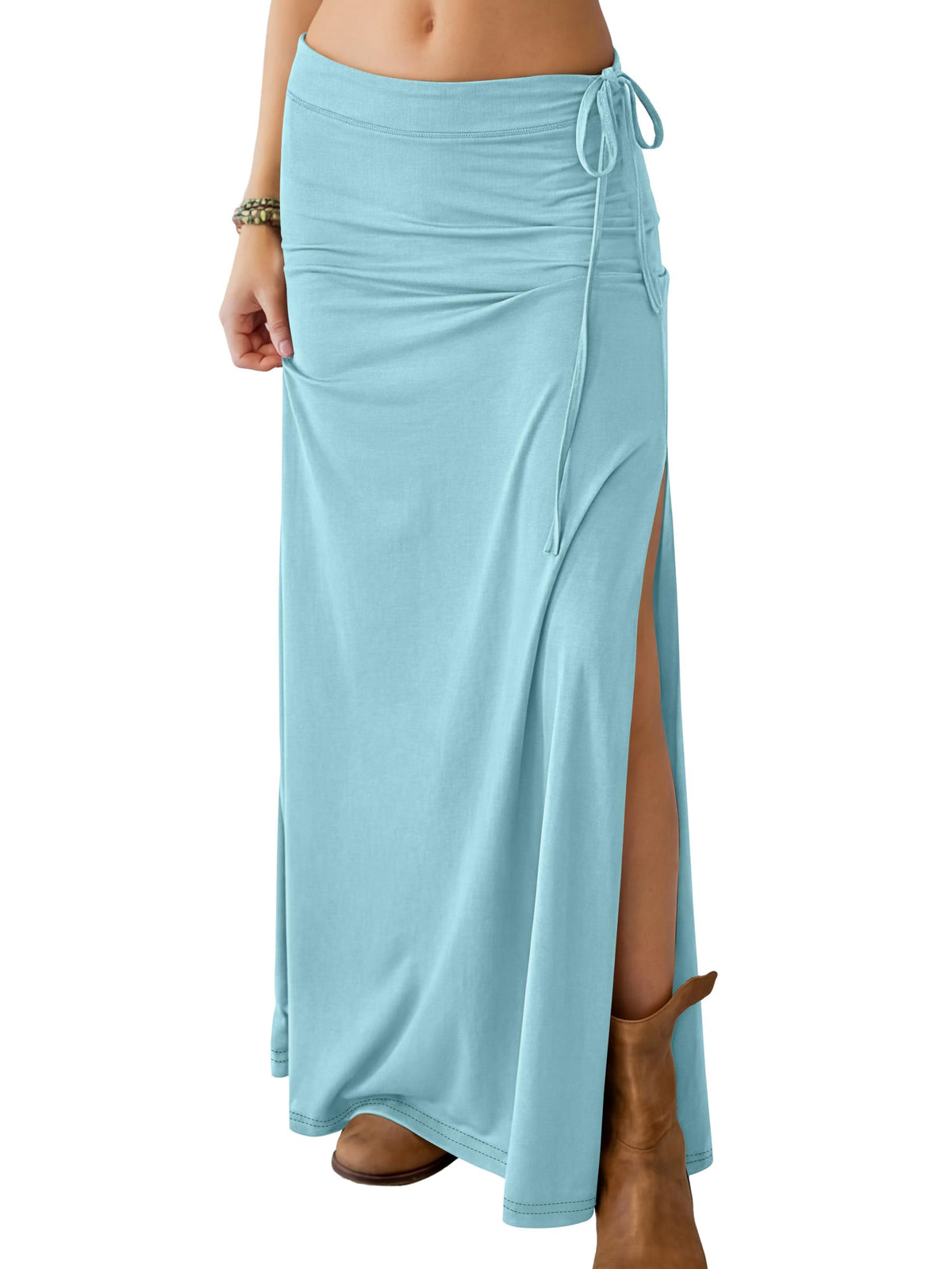 ANRABESS Womens High Waisted Side Slit Maxi Skirts