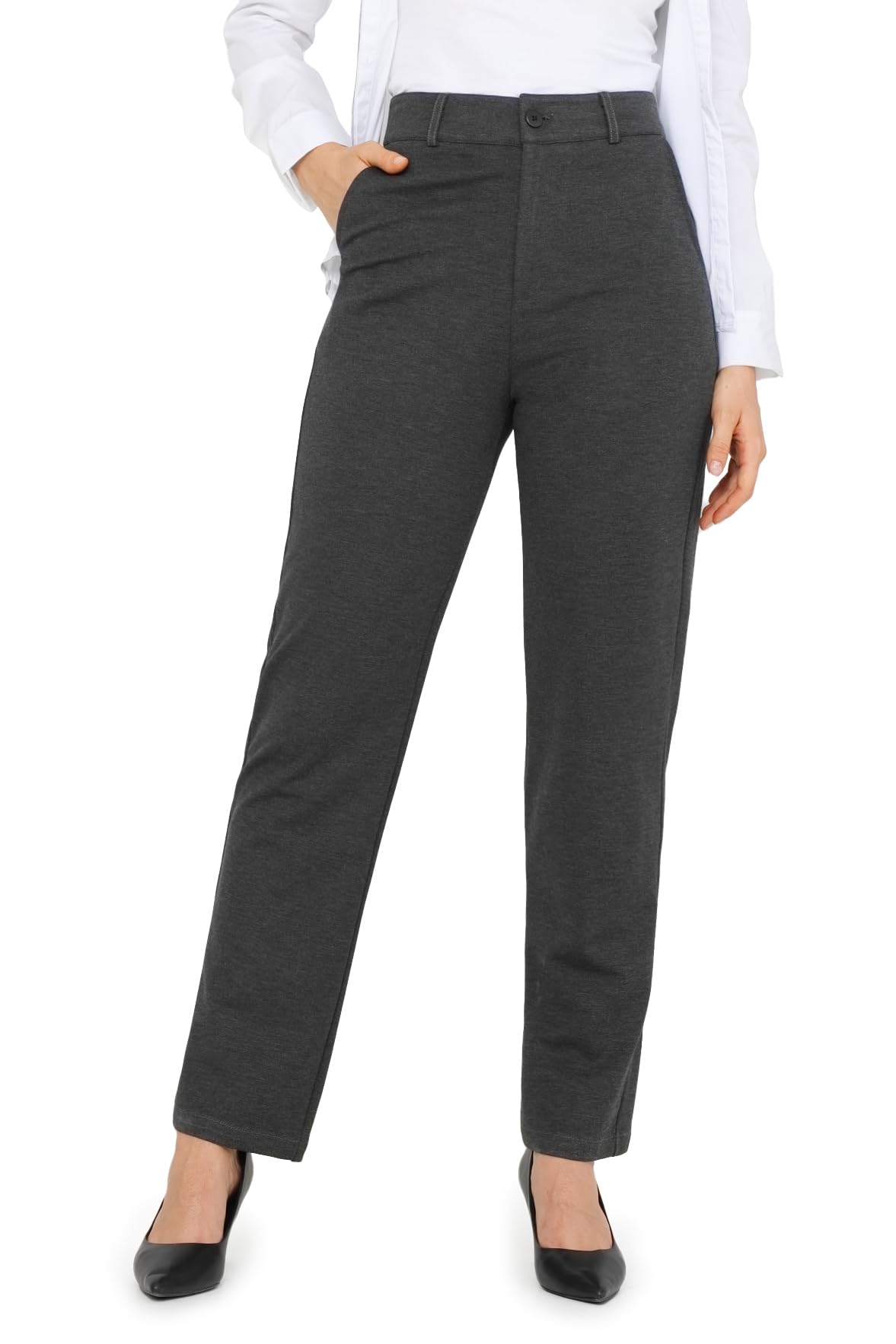 Bamans Dress Pants Women Work Business Office Straight Leg Slacks