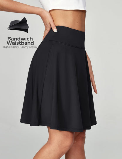 20'' Knee Length Skorts for Women with Pockets Skirt with Shorts Underneath