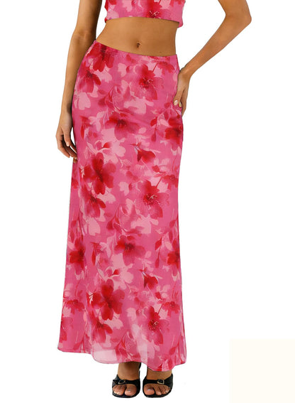 BLENCOT Womens High Waisted Long Mesh Polka Dot Maxi Skirt