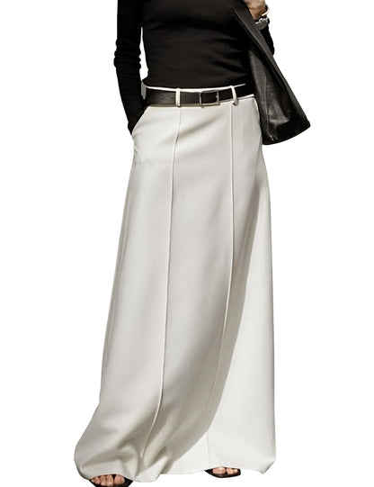 Women's Long Maxi Skirt Elegant High Waist H Line Long Straight Maxi Skirts for Women Casual Floor Pencil Skirt with Pockets