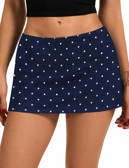 LOMON Women's Low Rise Micro Mini Skirt with Built-in Shorts & Pockets