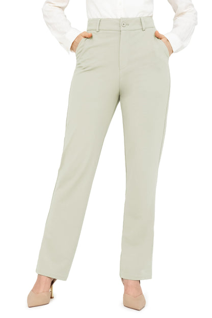 Bamans Dress Pants Women Work Business Office Straight Leg Slacks