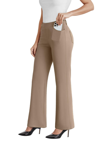 DLOODA Dress Work Pants Women Business Casual Slack Trousers Flare Pants