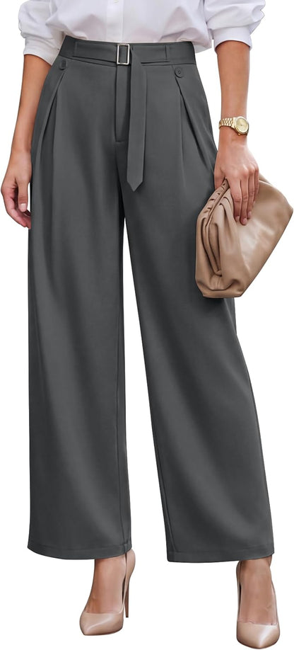 Blooming Jelly Women High Waist Wide Leg Dress Pants Business Casual Palazzo Pants Button Flowy Loose Slacks Trousers
