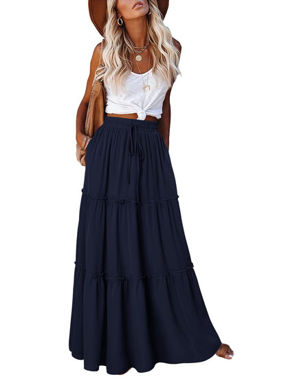 onlypuff Maxi Skirts for Women Boho Western Long Skirt Trendy Fall Outfits