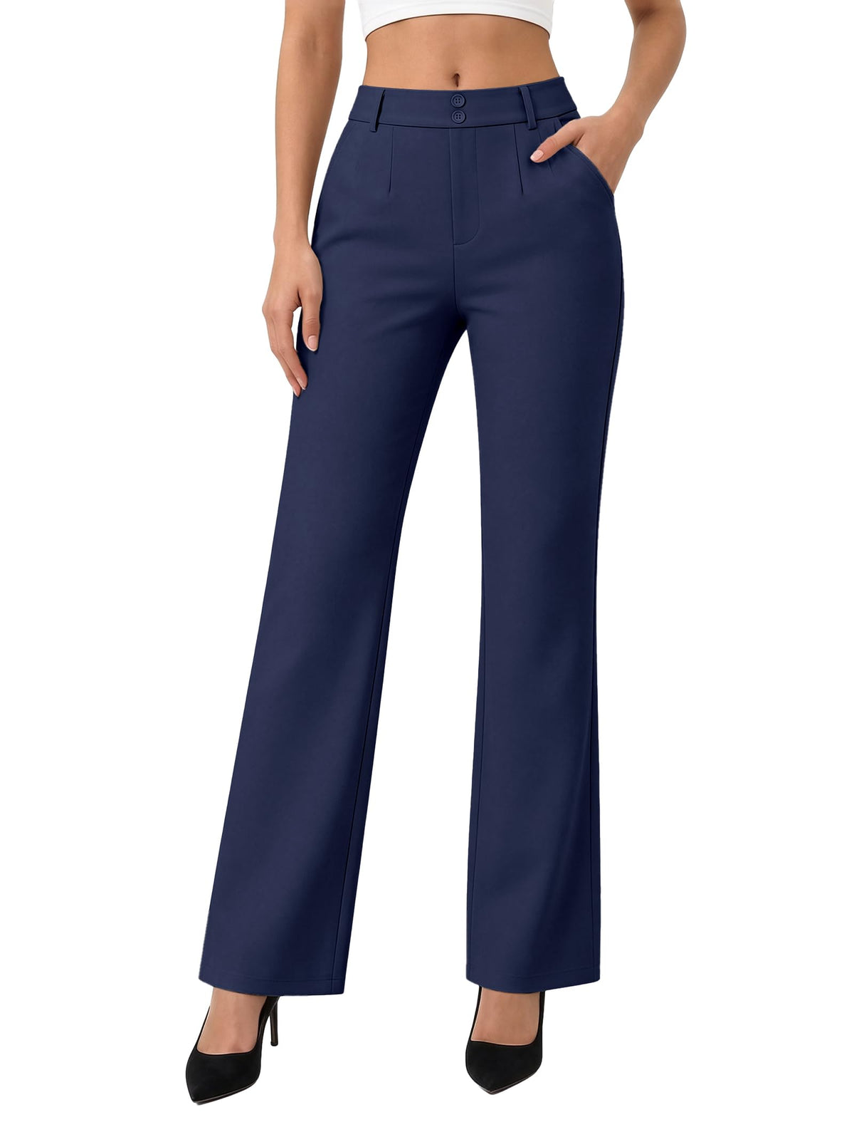 keriffe Womens Dress Pants High Waisted Stretchy Bootcut Work Slacks
