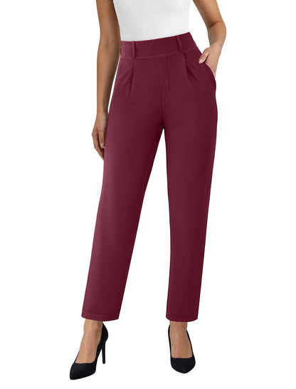 AB-Eleven Womens Straight Leg Dress Pants Stretchy Work Slacks with Pockets