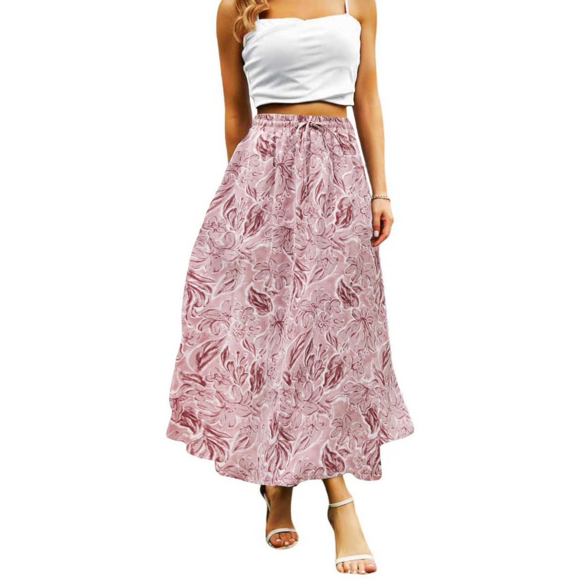 Abaadlw Maxi Skirts for Women with Pockets Long Midi Length