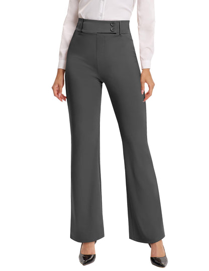 FireSwan Womens Dress Pants Straight Leg High Waisted Trousers Work Pockets