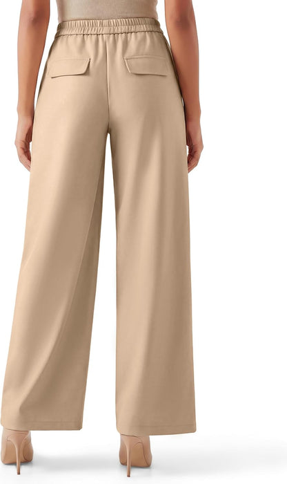 Blooming Jelly Women High Waist Wide Leg Dress Pants Business Casual Palazzo Pants Button Flowy Loose Slacks Trousers