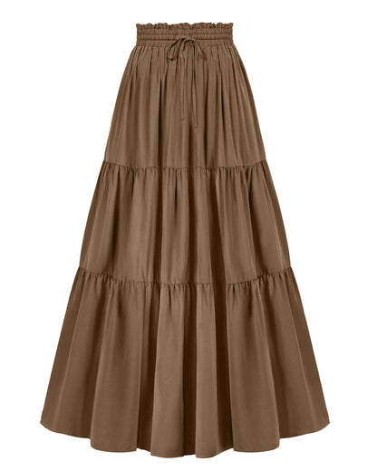 L'VOW Women's Tiered Maxi Flowy Skirt Renaissance Pirate Long Skirt