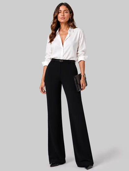 Sunzel Womens Stretch Wide Leg Dress Pants Hidden Butt Scrunch Work Trouser