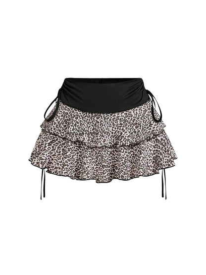 Women's Y2k Mini Ruffle Skirts with Shorts Cute Coquette Skort