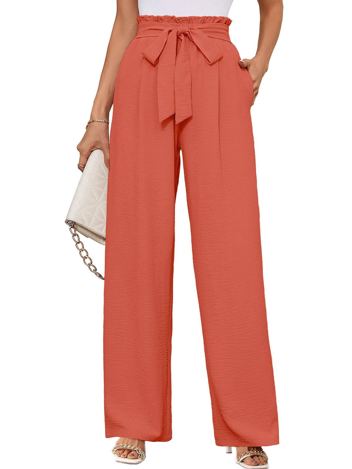 KORSIS Women's Wide Leg Lounge Pants Lightweight High Waisted Loose Work Elastic Casual Outfits Trousers with Pockets (S-2XL)