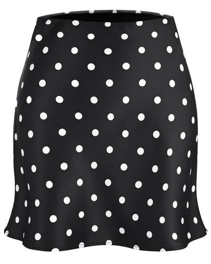 Women's Satin Mini Skirt Leopard Print High Waist Silk Short Skirts