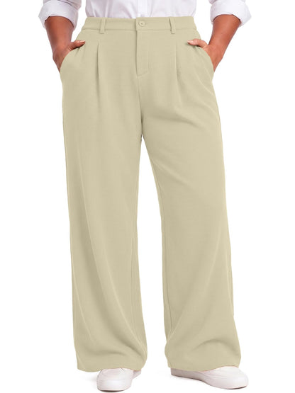 Feiersi Womens Plus Size Wide Leg Dress Pants Stretchy Business Work Pants