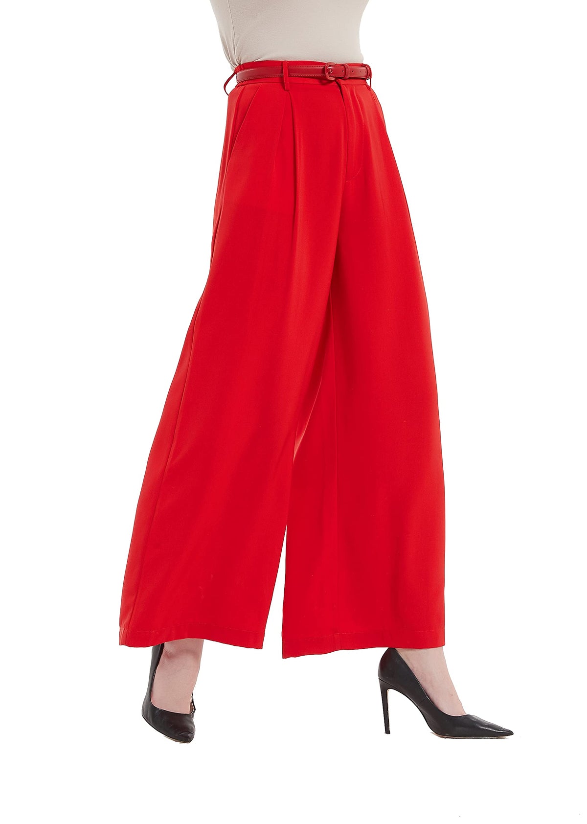 Tronjori Womens High Waist Casual Wide Leg Palazzo Business Pants