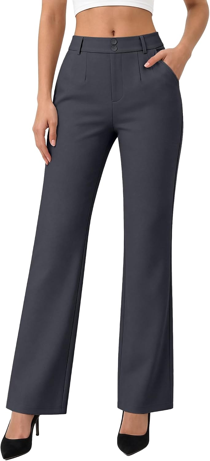 keriffe Womens Dress Pants High Waisted Stretchy Bootcut Work Slacks