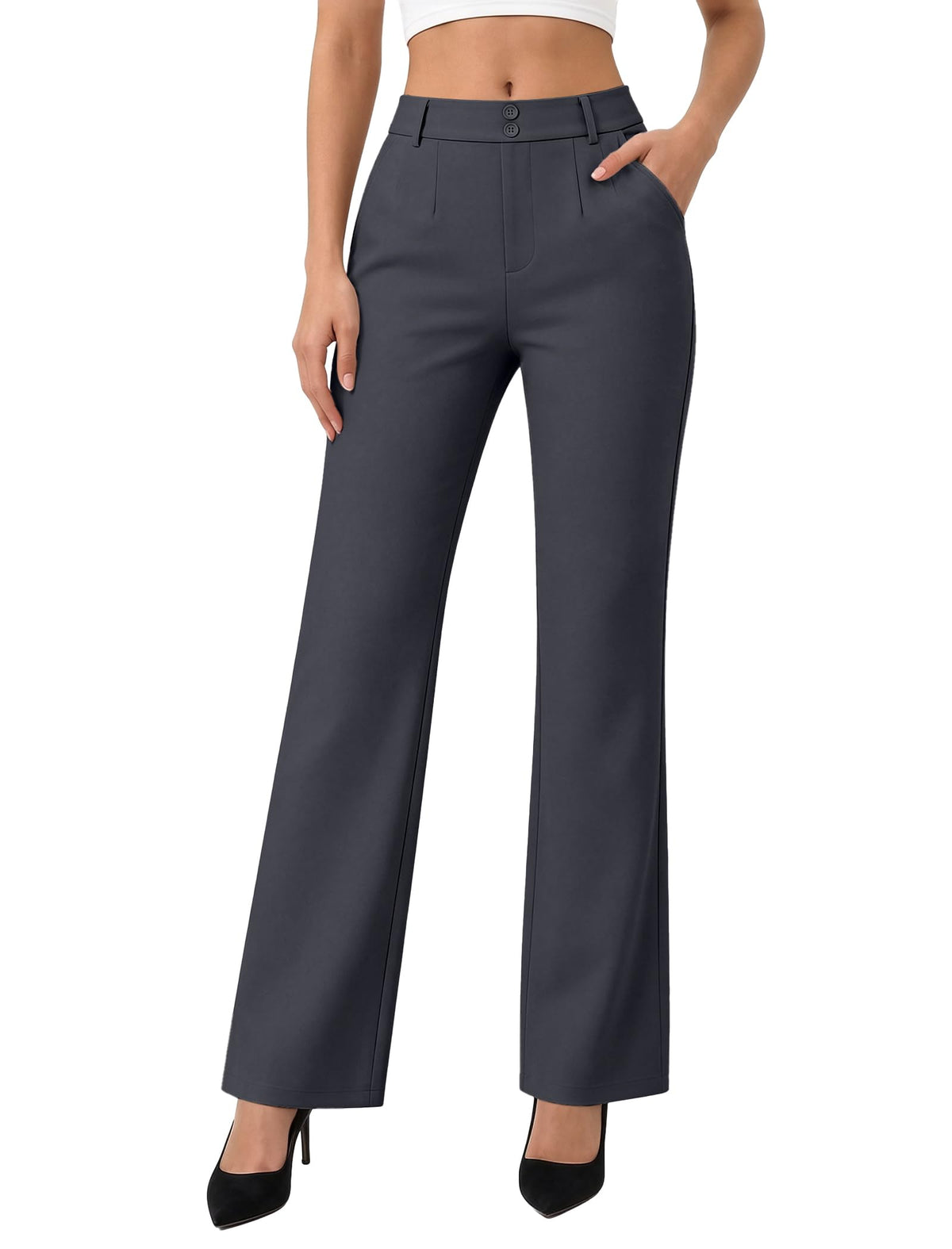 keriffe Womens Dress Pants High Waisted Stretchy Bootcut Work Slacks