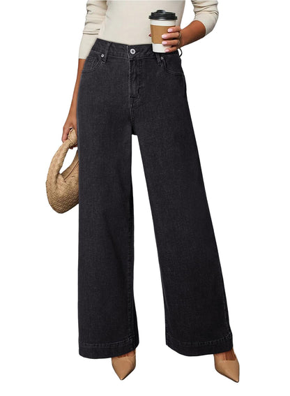 Dokotoo Women's Casual High Waisted Jeans Stretch Wide Leg Loose Denim Pant