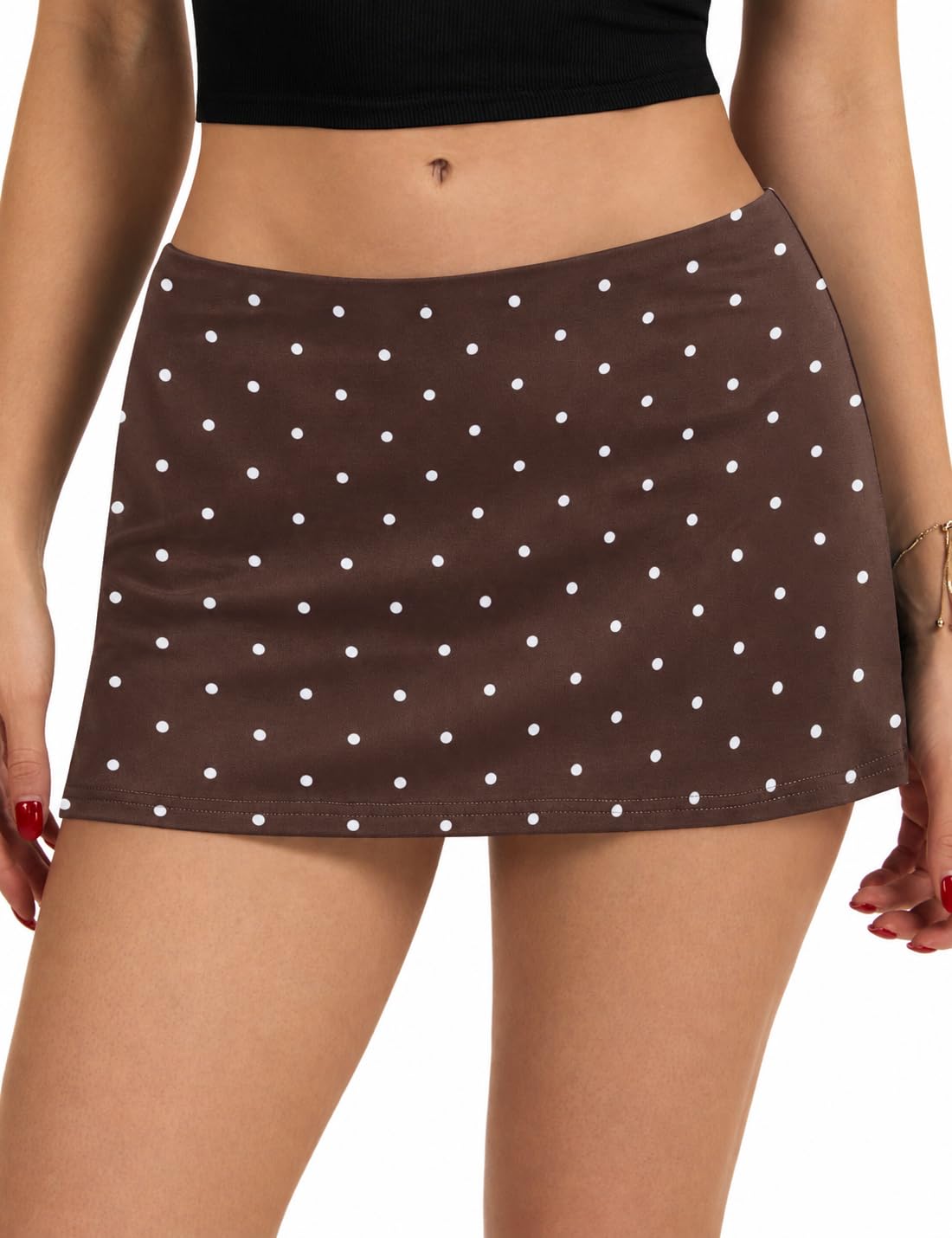 LOMON Women's Low Rise Micro Mini Skirt with Built-in Shorts & Pockets