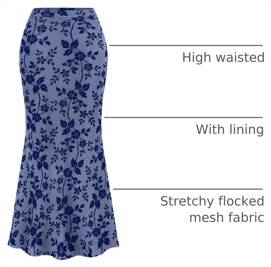 BTFBM Womens Floral Mesh Maxi Skirts