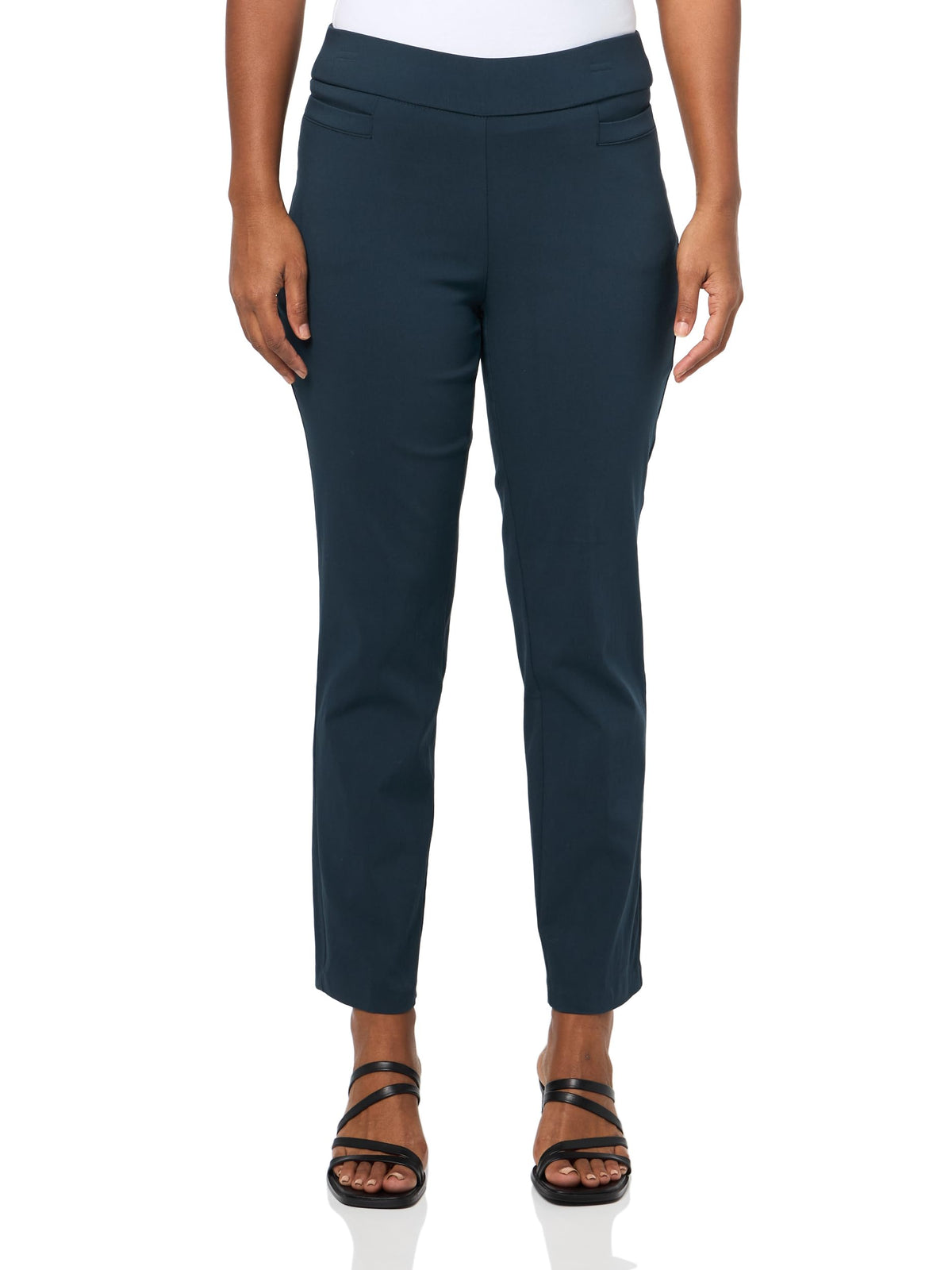 Briggs New York Women’s Pull On Dress Pants 4 Pockets Straight Leg Stretchy Office Casual Work Slacks