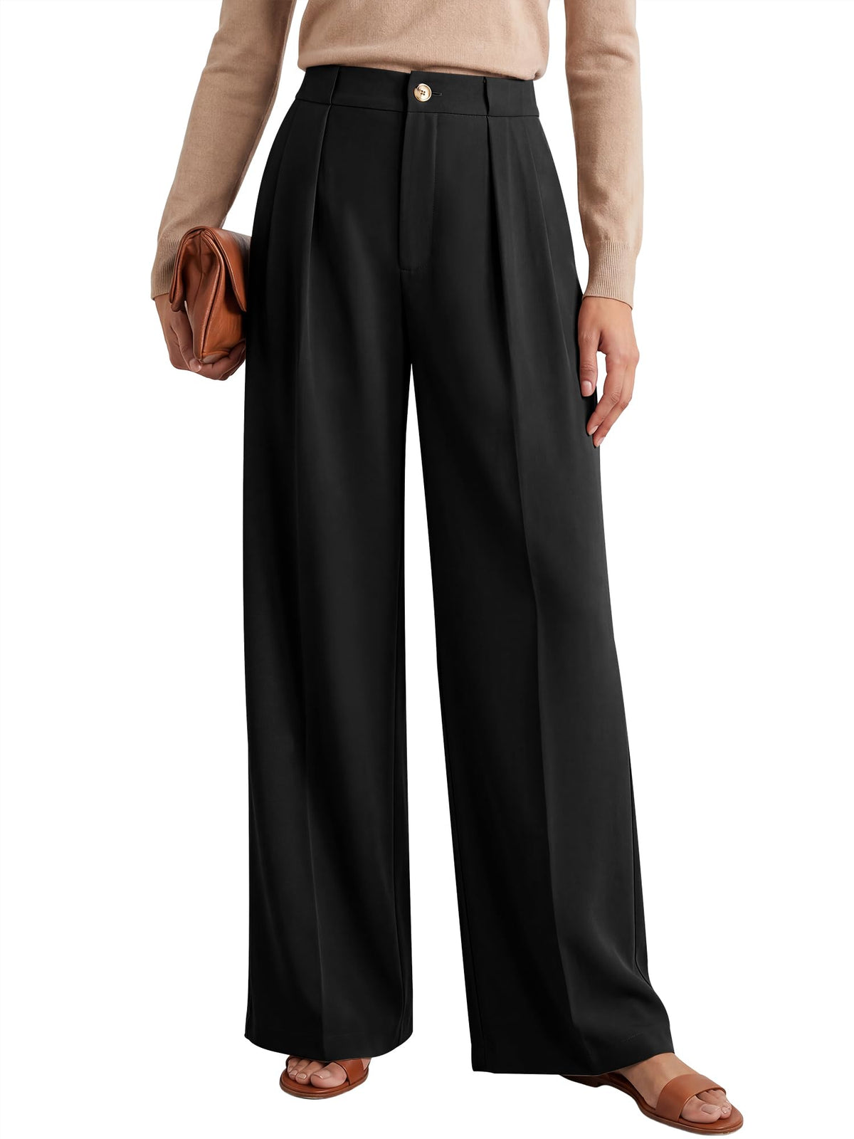 ANRABESS Women's High Waisted Wide Leg Dress Work Pants