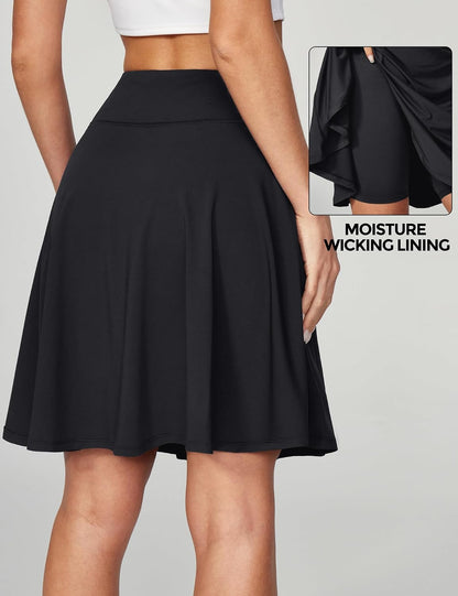 20'' Knee Length Skorts for Women with Pockets Skirt with Shorts Underneath