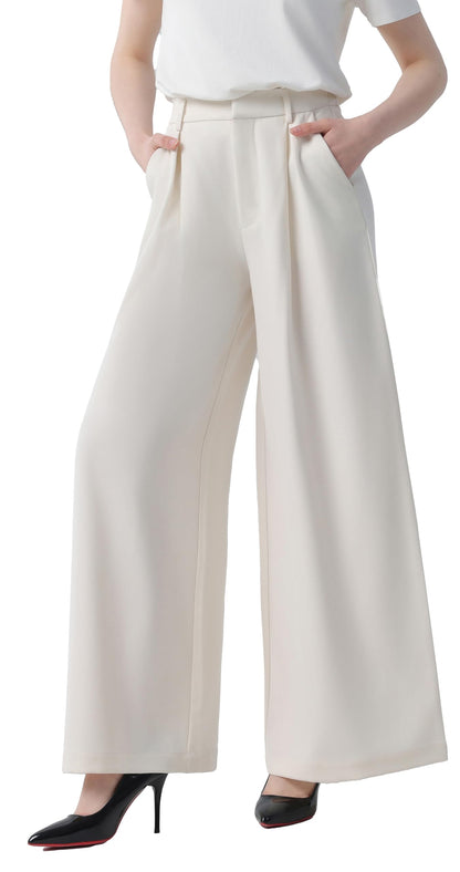 Tronjori Womens High Waist Casual Wide Leg Palazzo Business Pants