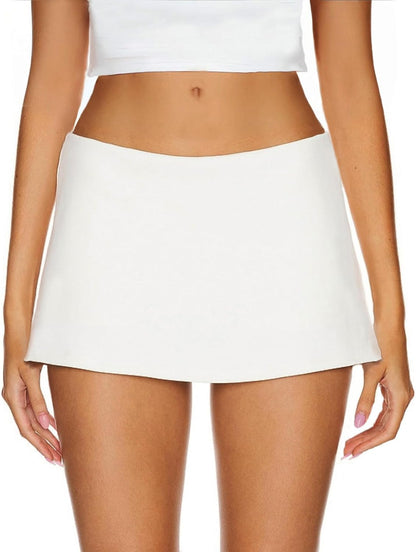 AnotherChill Women's Low Rise Mini Skort Skirt with Built-in Shorts