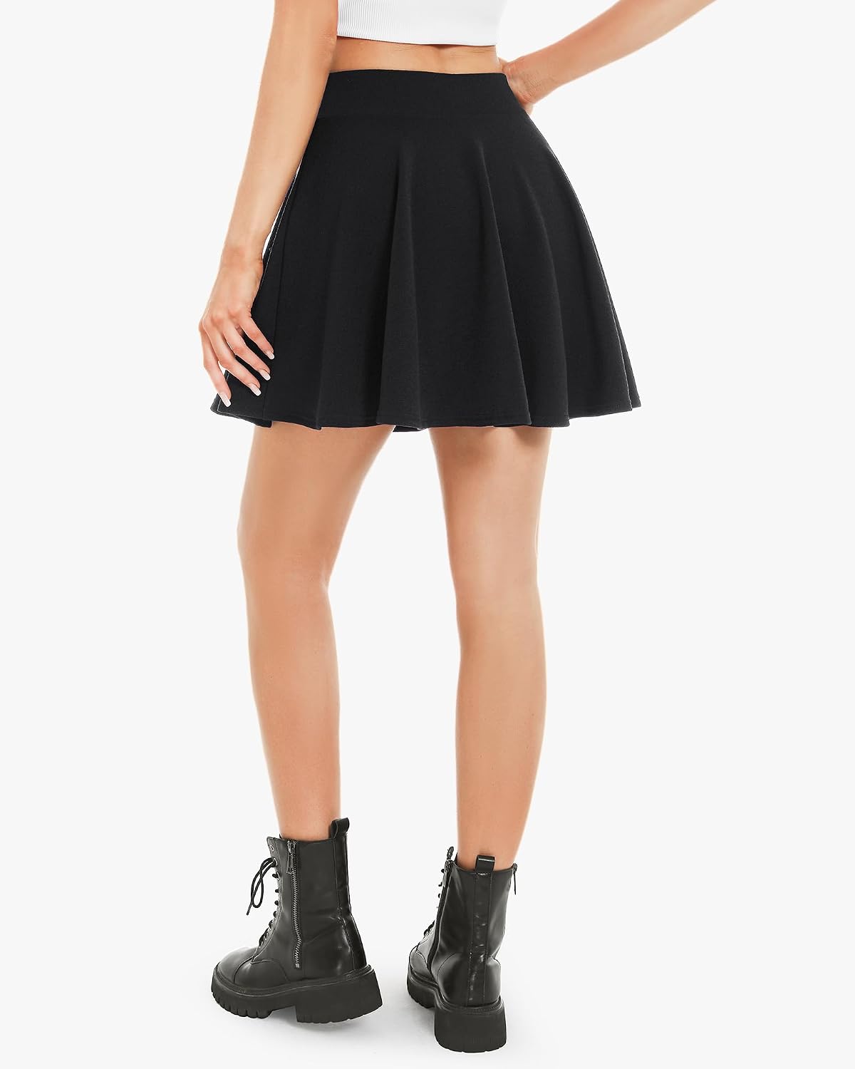 Stelle Women's Casual Skater Skirt Flared Pleated Mini Skort with Shorts