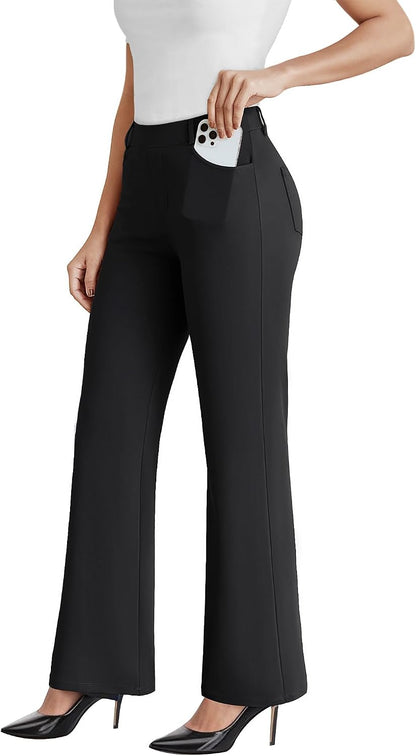 DLOODA Dress Work Pants Women Business Casual Slack Trousers Flare Pants
