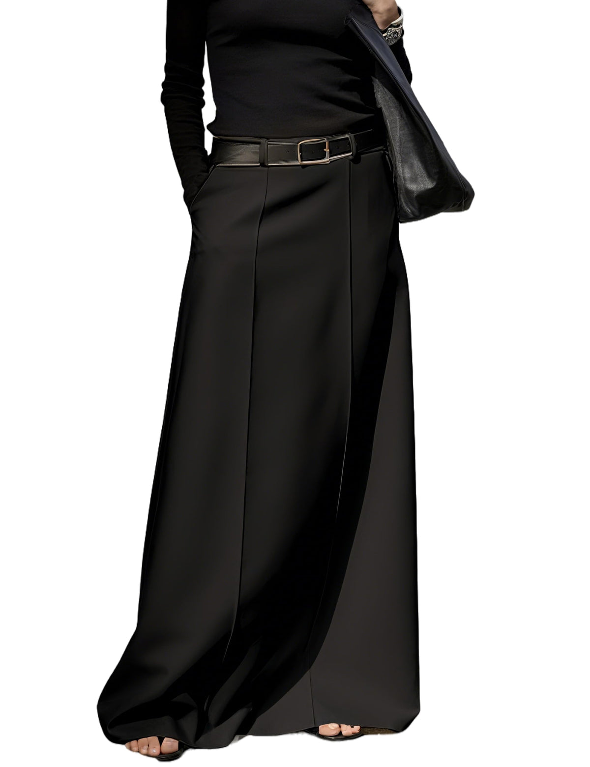 Women's Long Maxi Skirt Elegant High Waist H Line Long Straight Maxi Skirts for Women Casual Floor Pencil Skirt with Pockets