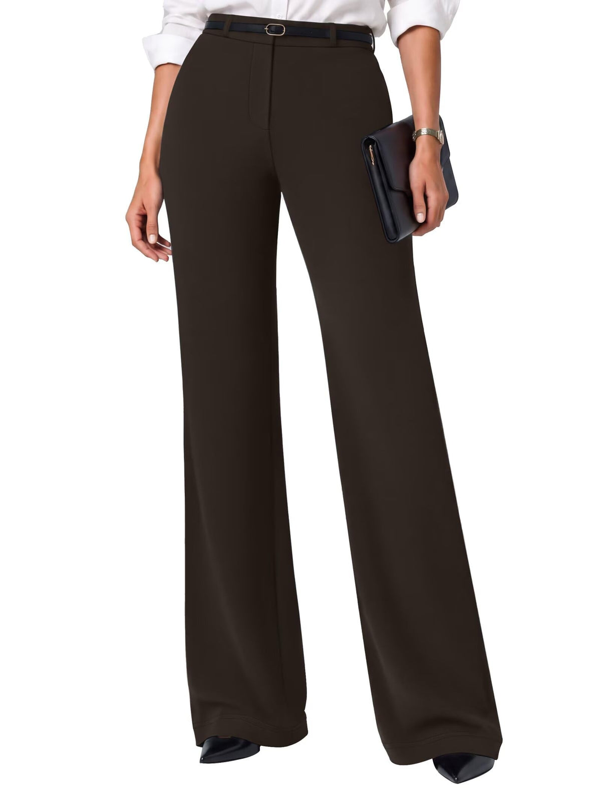 Sunzel Womens Stretch Wide Leg Dress Pants Hidden Butt Scrunch Work Trouser