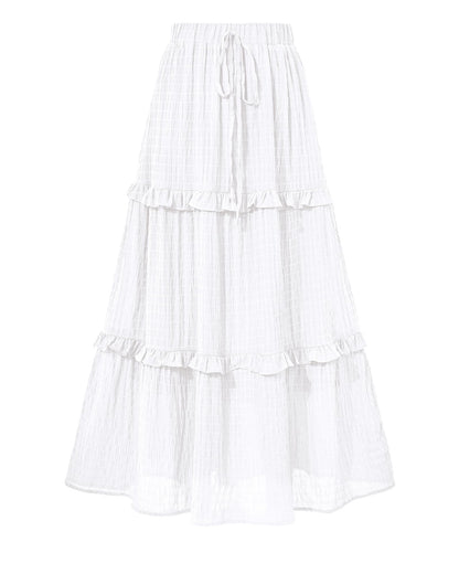 BTFBM Casual Solid Maxi Skirt Fall Clothes Flared A-Line Skirts for Women
