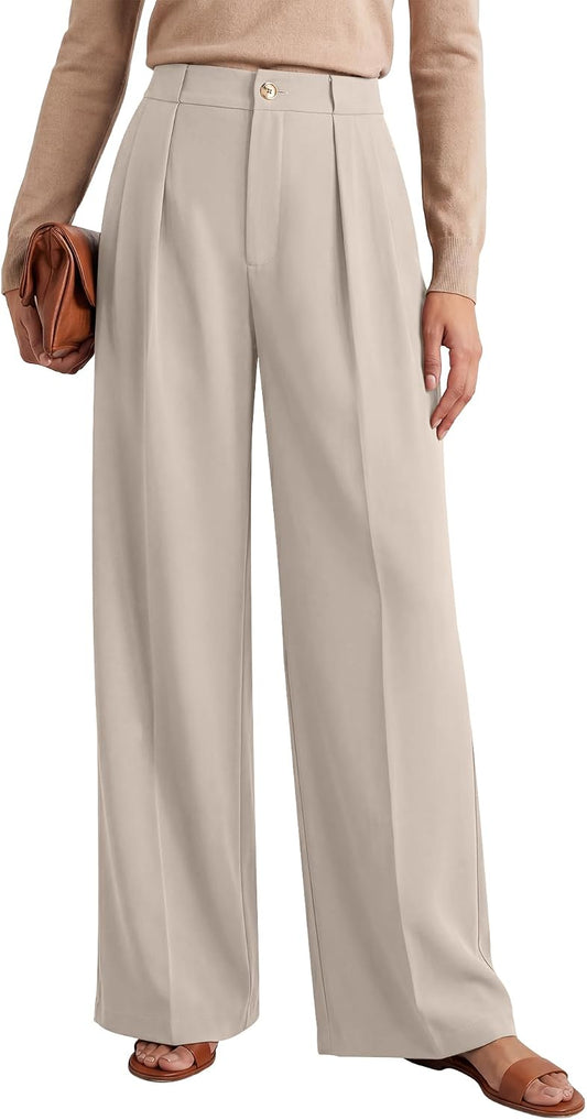 ANRABESS Women's High Waisted Wide Leg Dress Work Pants