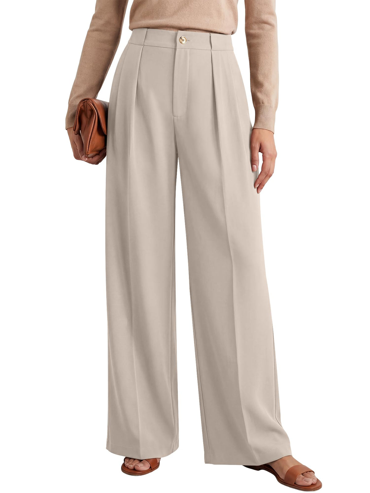 ANRABESS Women's High Waisted Wide Leg Dress Work Pants