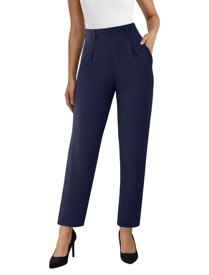 AB-Eleven Womens Straight Leg Dress Pants Stretchy Work Slacks with Pockets