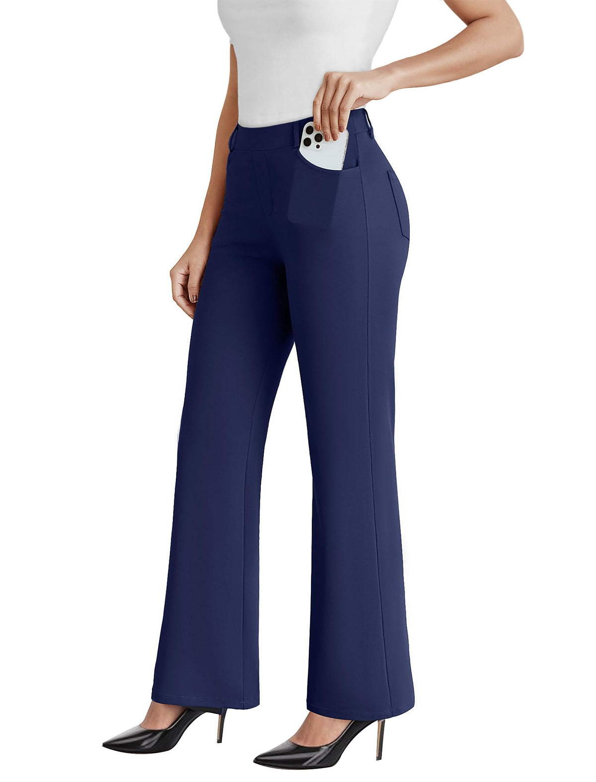 DLOODA Dress Work Pants Women Business Casual Slack Trousers Flare Pants