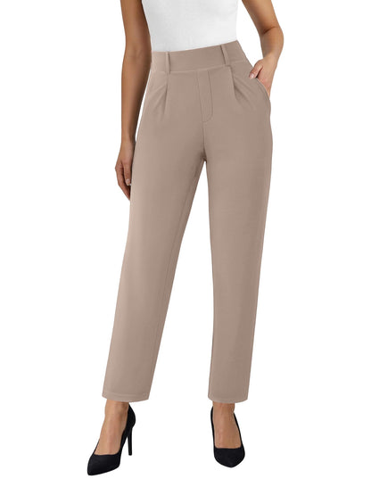 AB-Eleven Womens Straight Leg Dress Pants Stretchy Work Slacks with Pockets