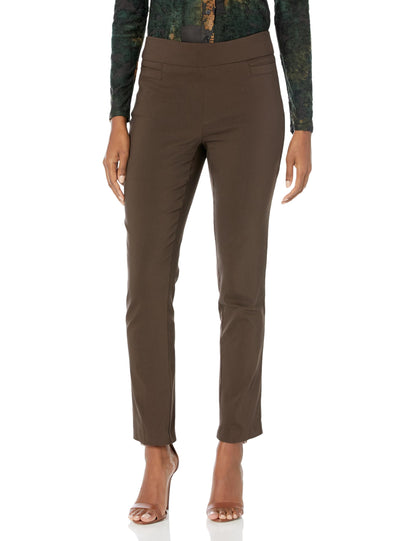 Briggs New York Women’s Pull On Dress Pants 4 Pockets Straight Leg Stretchy Office Casual Work Slacks