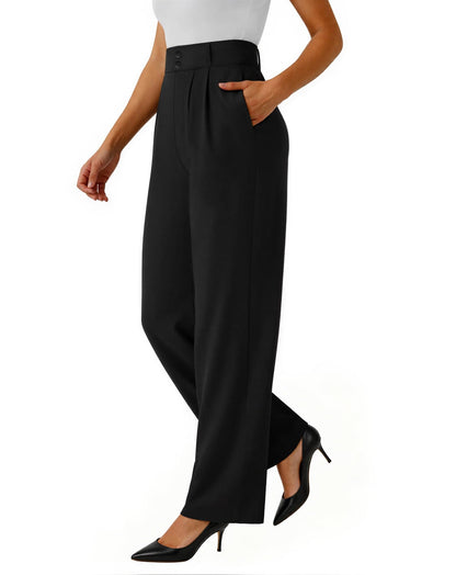 keriffe Womens Wide Leg Dress Pants Stretchy High Waited Work Trousers