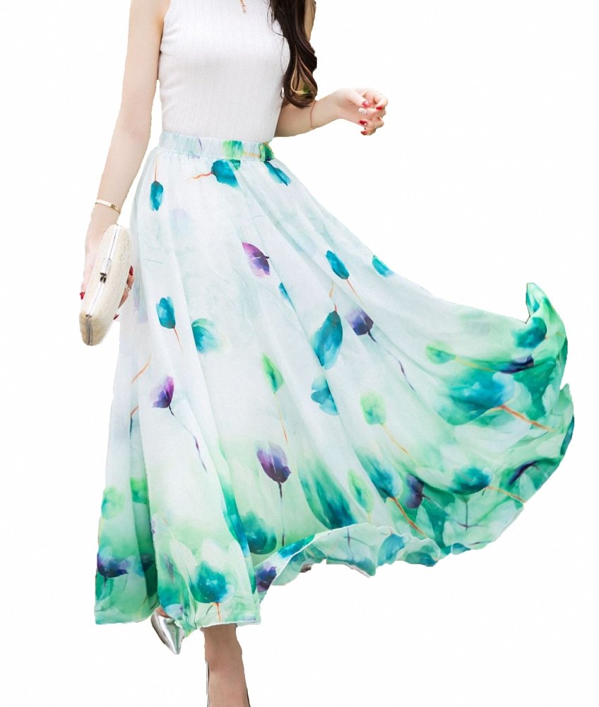 Afibi Women Full/Ankle Length Blending Maxi Chiffon Long Skirt Beach Skirt