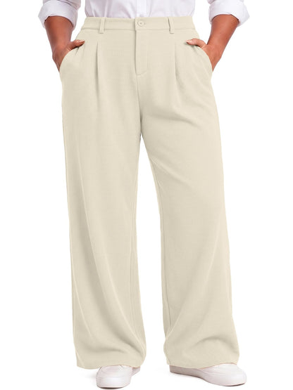 Feiersi Womens Plus Size Wide Leg Dress Pants Stretchy Business Work Pants