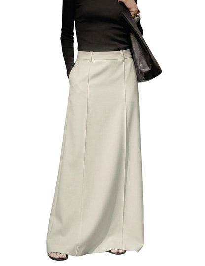 Women's Long Maxi Skirt Elegant High Waist H Line Long Straight Maxi Skirts for Women Casual Floor Pencil Skirt with Pockets