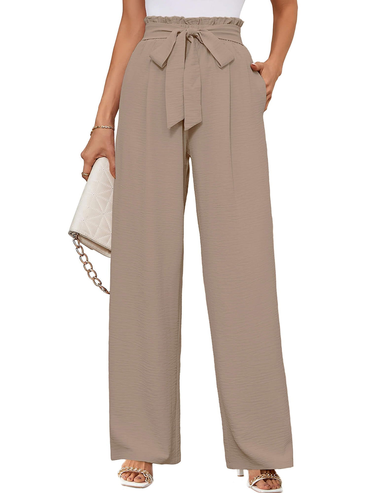 KORSIS Women's Wide Leg Lounge Pants Lightweight High Waisted Loose Work Elastic Casual Outfits Trousers with Pockets (S-2XL)