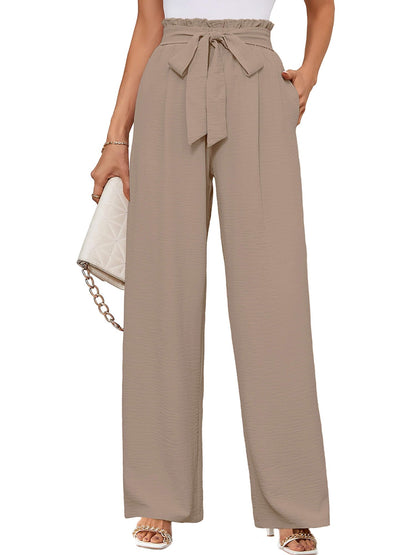 KORSIS Women's Wide Leg Lounge Pants Lightweight High Waisted Loose Work Elastic Casual Outfits Trousers with Pockets (S-2XL)