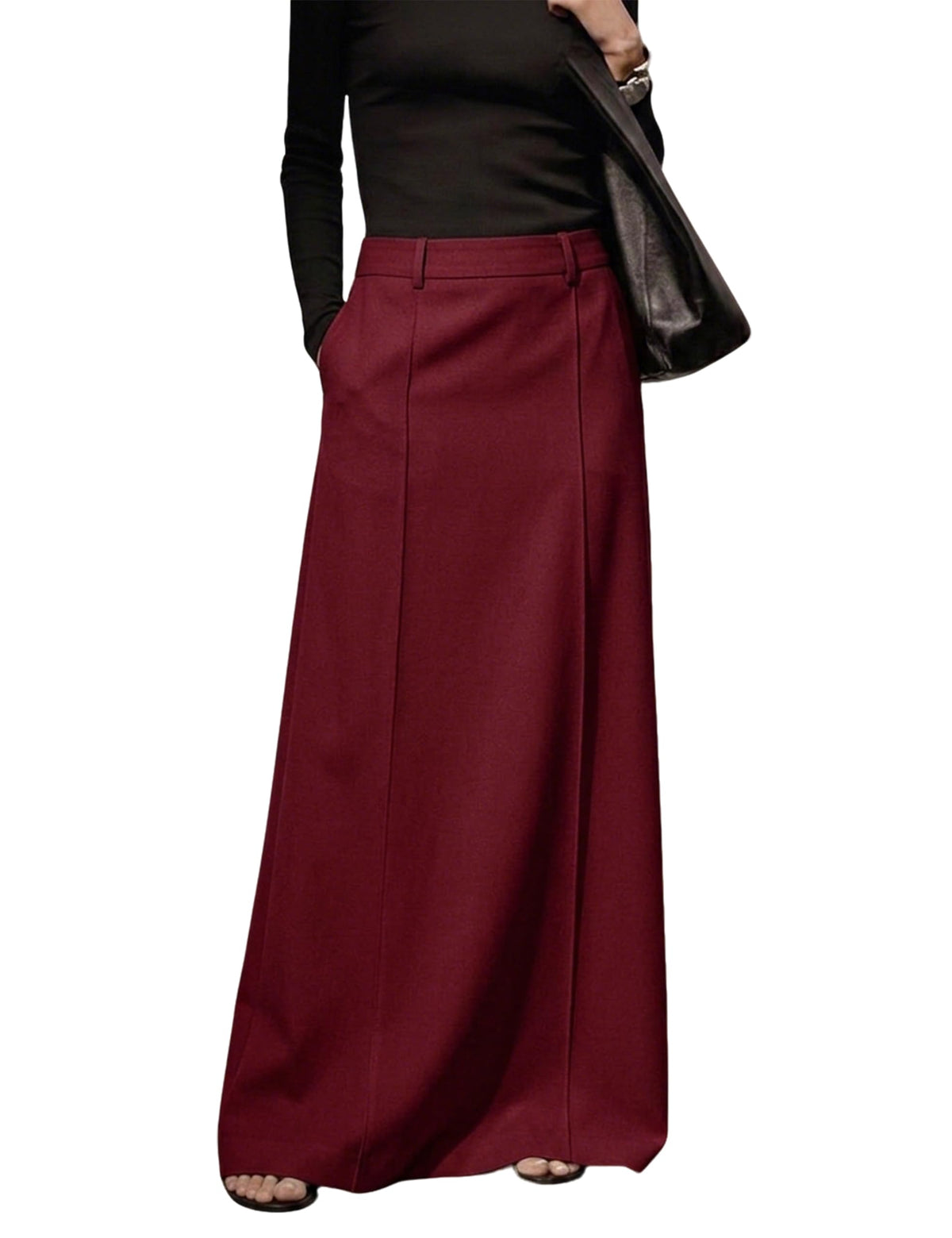 Women's Long Maxi Skirt Elegant High Waist H Line Long Straight Maxi Skirts for Women Casual Floor Pencil Skirt with Pockets